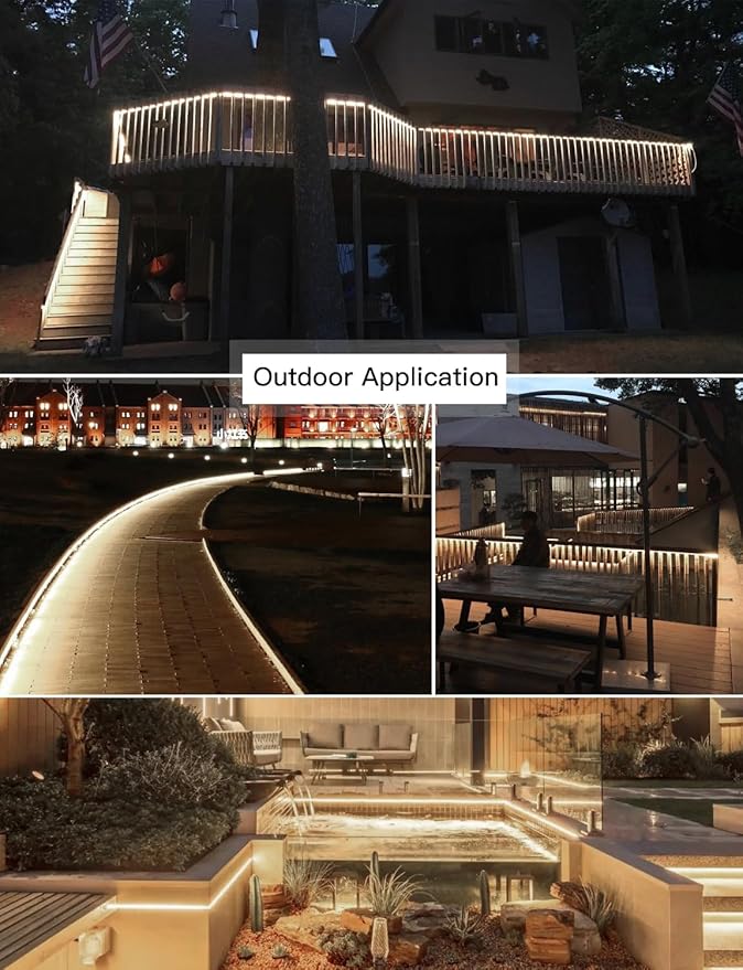 AIMENGTE Outdoor LED Strip Lights Plug in, Indoor Led Strip Lighting Waterproof, AC 110V, 240LEDs, 4000k Rope Lights for Garden, Patio, Living Room Cabinet Kitchen Mirror Lights (6.6ft, Daylight)