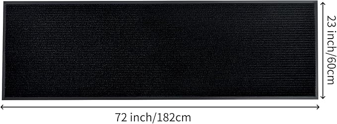 fani Heavy Duty Large Outdoor Indoor Entrance Black Doormat Waterproof Low Profile Entrance Rug Front Door Mat Patio Anti-Skid Rubber Back, 23x72 inch (Jet Black)
