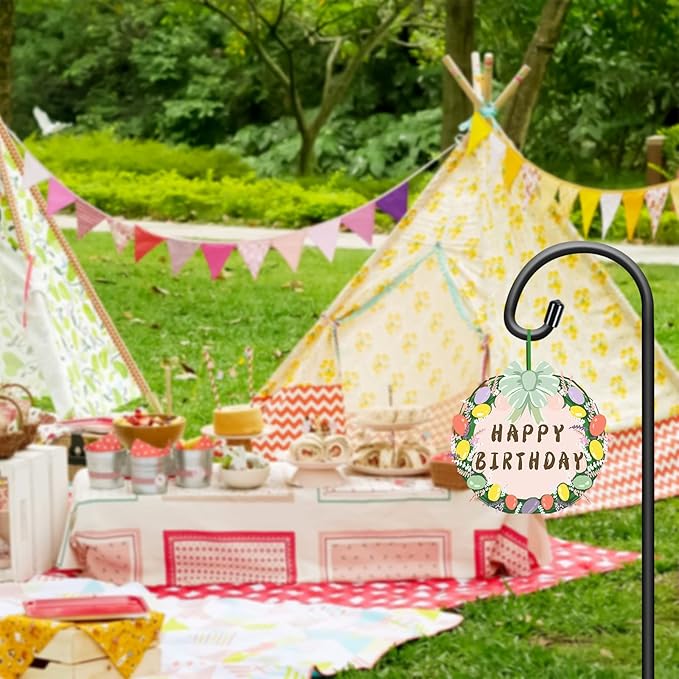 Gtongoko 32 Inch Shepherds Hooks for Outdoor 4 Pack Garden Hooks for Hanging Plants, Lanterns, Bird Feeders, Solar Lights, Mason Jars, Weddings Decor, Adjustable, Matte Black