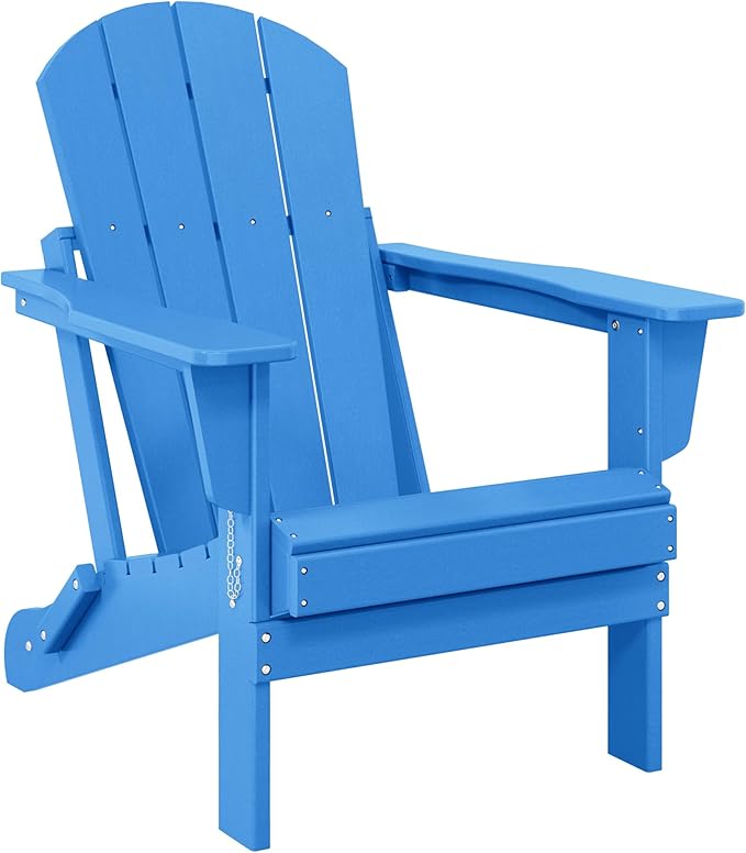 Westin Outdoors Laguna WO Home Outdoor Adirondack Folding Chair Lounger Seat Traditional Retro Home Furniture for Beach, Balcony, Backyard, Lawn, Patio, Pool, Deck, Garden (Pacific Blue)