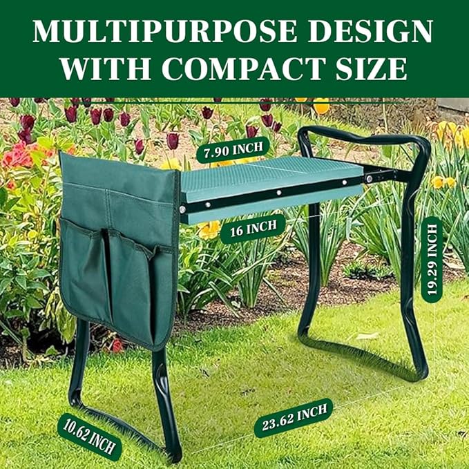 Garden Kneeler and Seat, Foldable Garden Stool Heavy Duty Gardening Bench for Kneeling and Sitting to Prevent Knee & Back Pain, Gardening Gifts for Women, Grandparents, Seniors, Mom & Dad