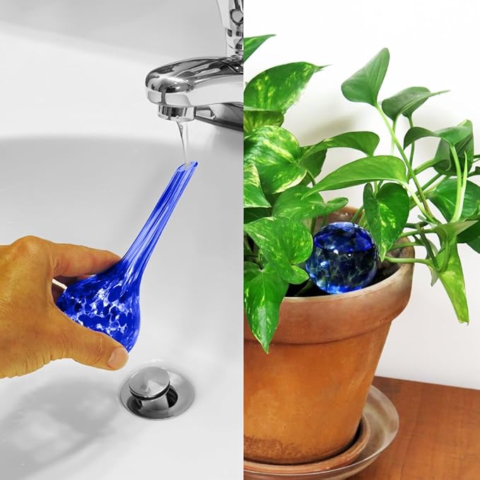 Evelots Plant Watering Globes (6 Pack) - Hand Blown Glass - Automatic Water Irrigation System - Indoor/Outdoor - Leave Your Home Worry Free