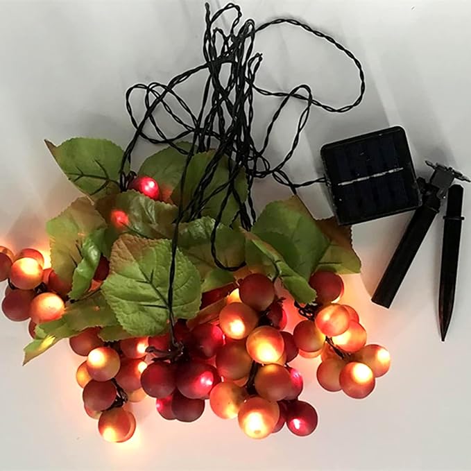 keeda Solar String Lights with Vines, Waterproof 80 LED Grape String Lights Outdoor Patio Light for Bistro Backyard Umbrella Balcony Garden Wedding (Purple)