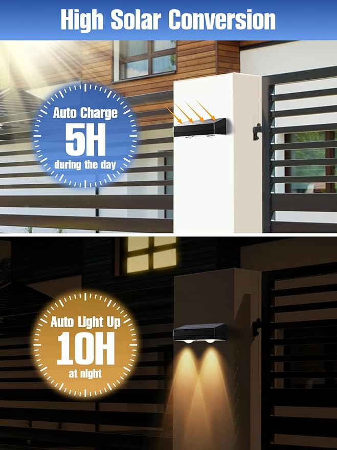 Solar Fence Lights 12 Pack, RGB Fence Solar Lights Outdoor Waterproof Led, 12 Modes Color Changing Outside Lightings Decor for Wall Railing Patio Deck Backyard Garden Pool