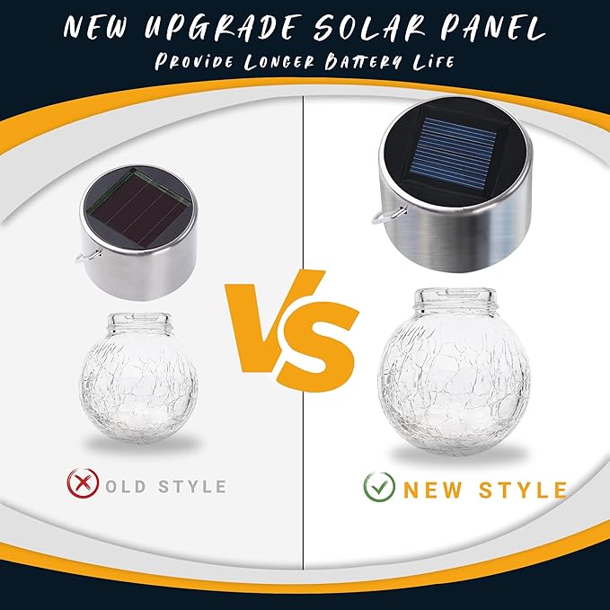 GIGALUMI 12 Pack Solar Outdoor Lights, Solar Hanging Lights for Christmas Decoration-Cracked Glass Solar Lights Outdoor Waterproof for Garden, Yard, Fence, Tree(Cold White)