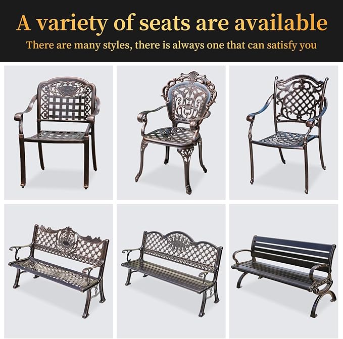 Outdoor Dining Chair Cast Aluminum Patio Chairs Set of 2 All-Weather Patio Dining Chair with Adjustable Feet for Backyard Garden (Die-Casting B Chair)