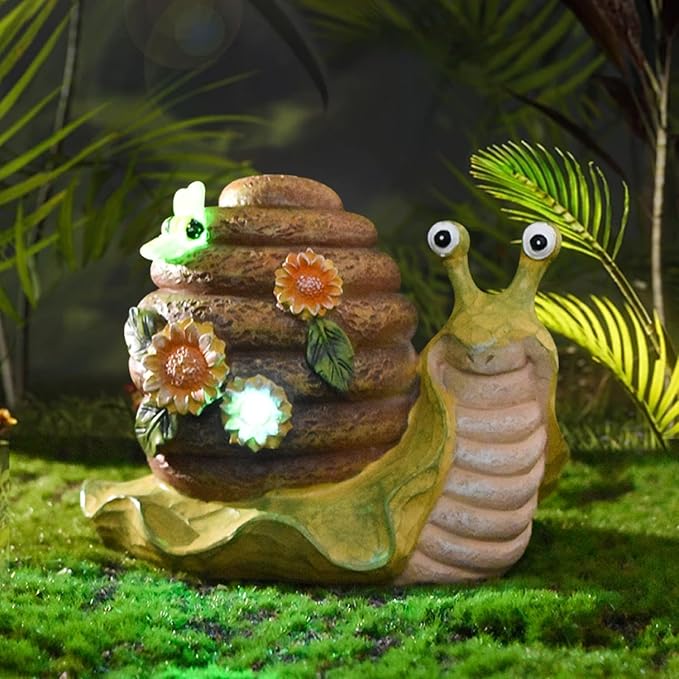 Solar Garden Outdoor Decor Snail Figurine with Lights, Outside - Ideal Outdoor Decorations for Yard, Lawn & Pathway Walkway Ornaments Clearance Housewarming Gifts for Mom Grandma Birthday (Yellow)