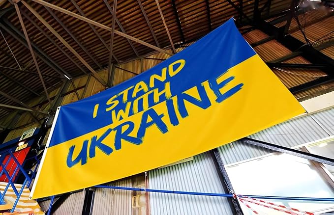 I Stand with Ukraine Flag Extra Large Flag 10x15FT Giant Ukrainian National Polyester Banner With 5 Grommets Fade Resistant Vivid Color For Patriotic Festival Events Party Decoration