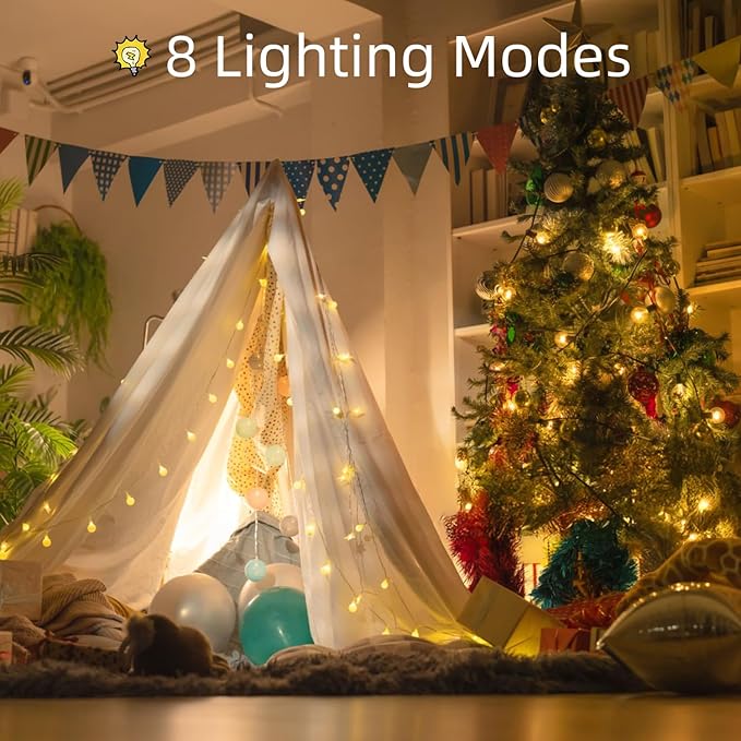 360 LED String Lights 82ft, 8 Lighting Modes Plug in Fairy String Lights for Bedroom Classroom Patio Garden Wedding Party Christmas Outdoor Indoor Decorations Warm White