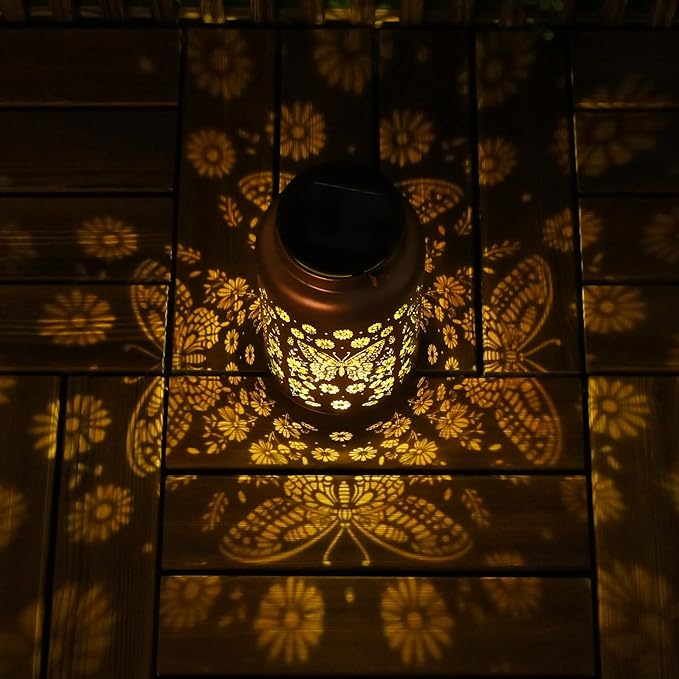 Butterfly Solar Lanterns Outdoor Waterproof - Hanging Butterflies Solar Lights Garden Decor for Outside, Birthday Gifts for Women, Mom, Mothers Day Gifts, Outdoor Decor for Patio, Yard