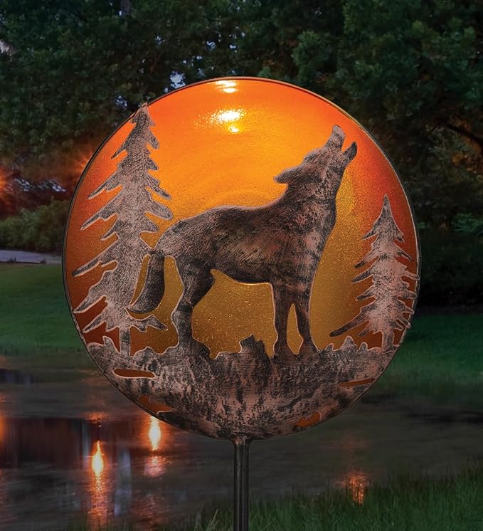 Regal Art & Gift Solar Stake Lights, Outdoor LED Powered Garden Stakes, Decorative Lawn Pathway Lights for Yard, Patio, and Garden – Waterproof Stake Light, Wolf