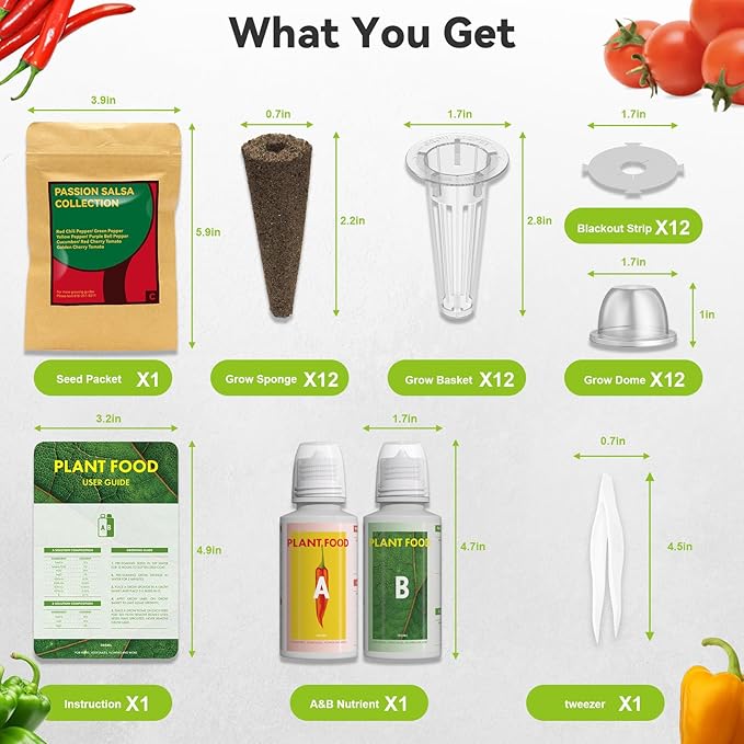 inbloom Pepper Seed Pod Kit for AeroGarden, iDOO, Ahopegarden, MUFGA Hydroponic Growing System, 12-Pod, 350+ Seeds include Cucumber,Red Chili Pepper,Green&Yellow Pepper,Purple Pepper,Red&Golden Tomato