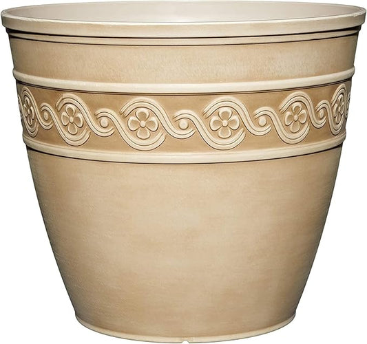 Classic Home and Garden Corinthian Resin Flower Pot Planter, Desert Tan, 10"
