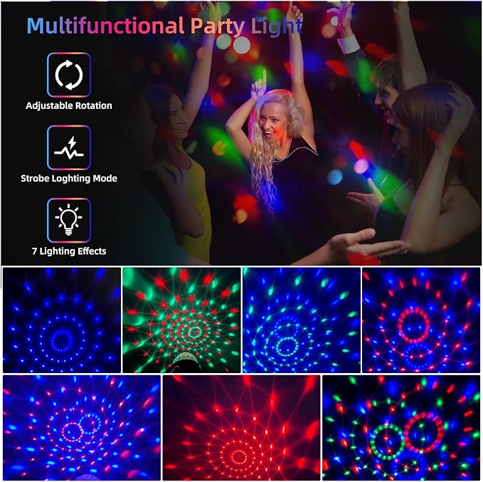 4-Pack DJ Disco Ball, Party Lights Sound Activated with Remote, Strobe Light for Home Room Dance Birthday Party Supplies, Stage Lamp for New Years Birthday Halloween Christmas Decorations