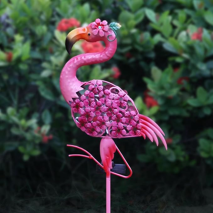 Flamingo Decor-Solar Garden Decor,Pink Flamingos for Yard-Patio Lawn Balcony Backyard Decorations,Flamingo Birthday Gifts for Women