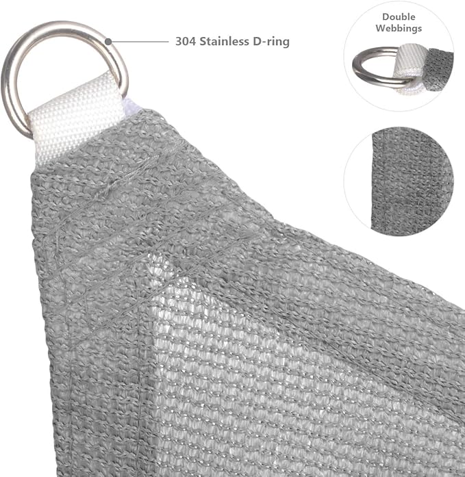 Eden's Decor Straight Flat-Edged Sun Shade Sail Rectangular 8' x 20' Grey UV-Blocking Outdoor Canopy Fabric Cloth Awning for Pergola Patio Garden Backyard Custom Size