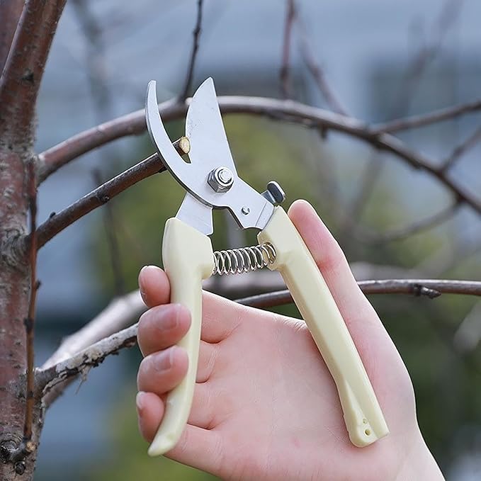 Garden Flower Shears Pruning Shears 6.9 inches Scissors Heavy Duty Plant Scissors for Cutting Flowers, Trimming Plants, Bonsai, Fruits Picking (White Handle)