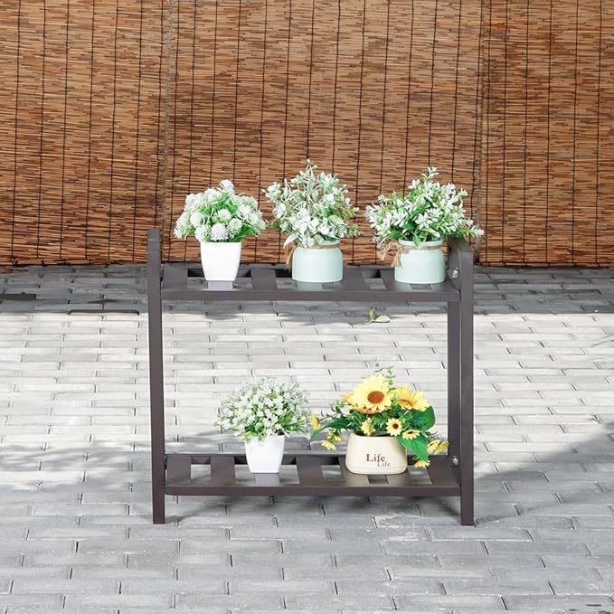 Versatile Indoor/Outdoor Plant Stand – High-Strength Aluminum with 300 LBS Load Capacity - Ideal Decor for Patios, Gardens, Living Rooms | L25.5 x W11.8 x H22 inches