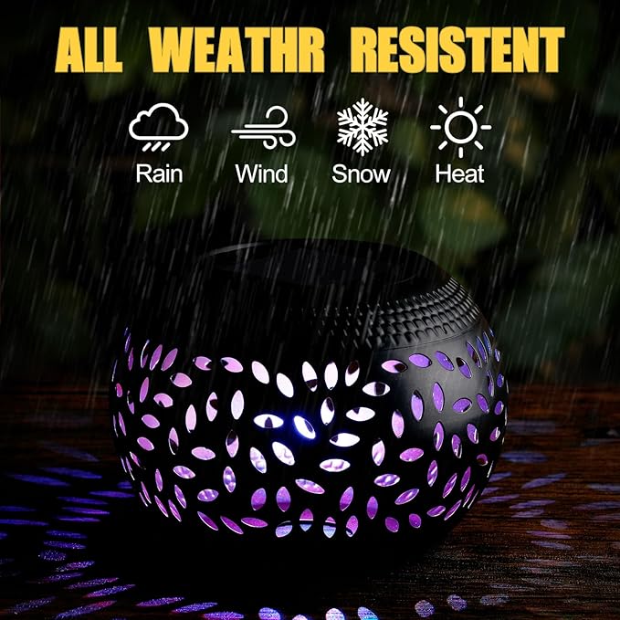 Reginary Solar Table Lantern Outdoor Waterproof Dancing Flame 7 Color Changing 2 Modes Metal Tabletop Light Desktop Decorative Lamp Auto On/Off Dusk to Dawn for Desk Patio Garden Pathway Yard