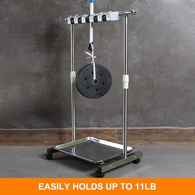 Stainless Steel Mop and Broom Holder with Wheels - Keep Your Cleaning Tools Organized! (S)