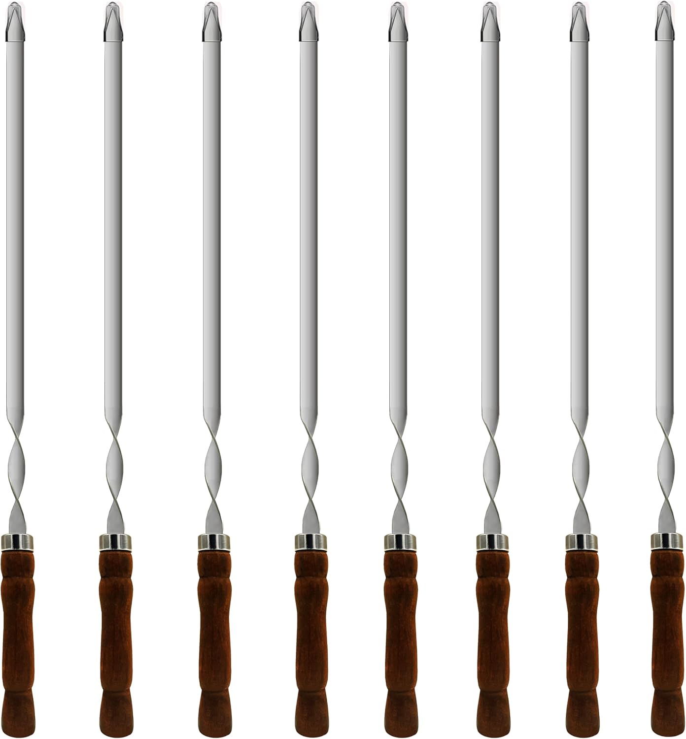 23.6 Inch Skewers for Kabobs 0.62 Inch Wide Kabob Skewer 8PCS Reusable Metal Skewers for Grilling Long Kebab Skewer Large Heavy Duty BBQ Sticks Stainless Steel Barbecue Sticks with Oak Handle