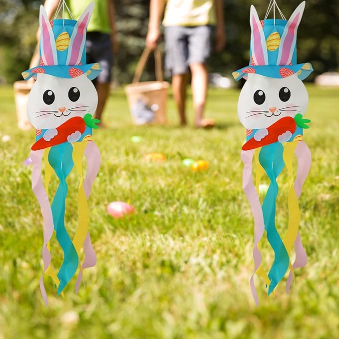 44 Inch Easter Windsock Bunny Wind Socks Outdoor Clearance Spring Windsocks for Yard and Garden Easter Decorations Outdoor