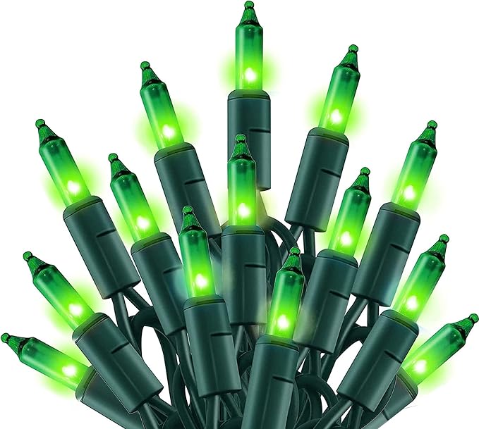 TW SHINE Green Christmas Lights, 20FT 100 Count Incandescent Halloween Lights, Waterproof St. Patrick's Day Decorations for Outdoor Indoor Xmas Tree Patio Home Party Garden Yard Decor