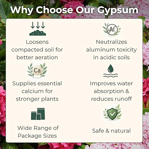 Gypsum for Soil - Calcium for Plants - Gypsum Fertilizer for Gardening, Lawn & Vegetables - Calcium for Garden (8 oz - 0.5 lb.)