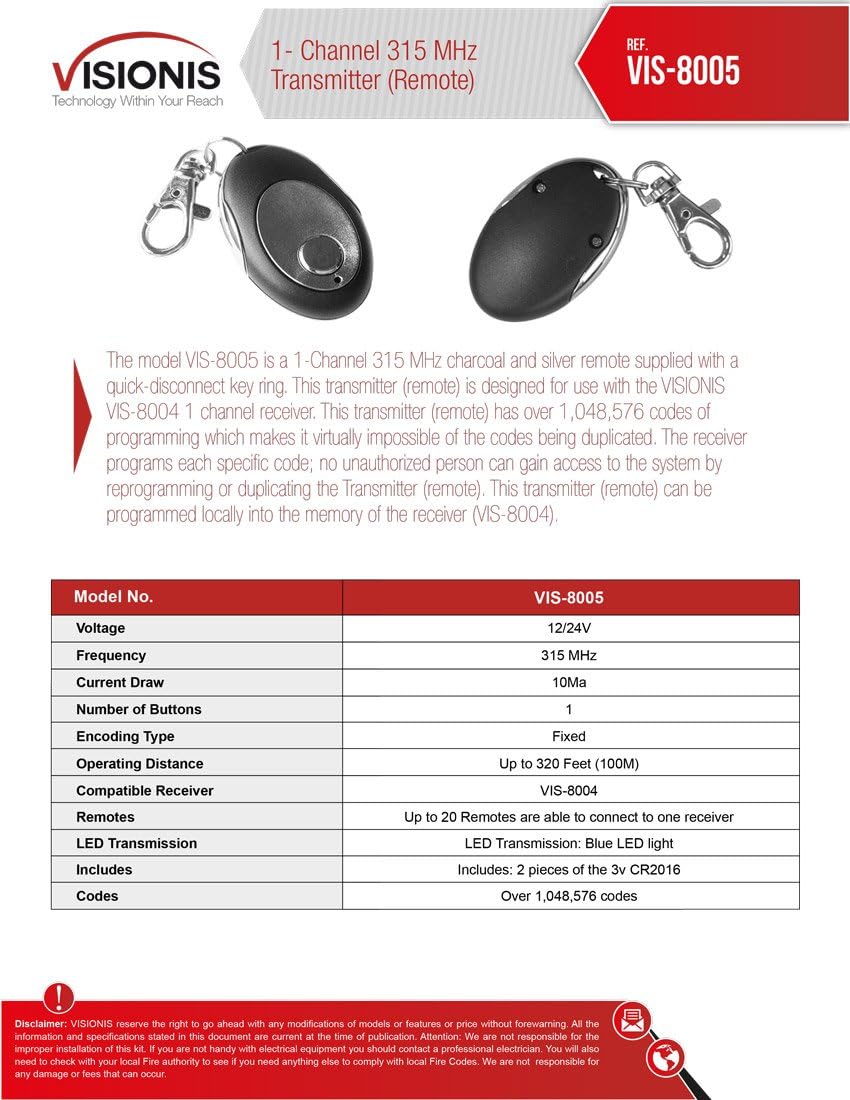 Visionis FPC-5356 One Door Access Control Outswinging Door 1200lbs Electromagnetic Lock kit with Wireless Receiver Remote and PIR Kit