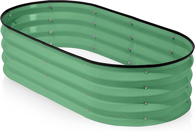 Galvanized Raised Garden Beds Outdoor // 4×2×1 ft Planter Raised Beds for Gardening, Vegetables, Flowers (Light Green) // Large Metal Garden Box