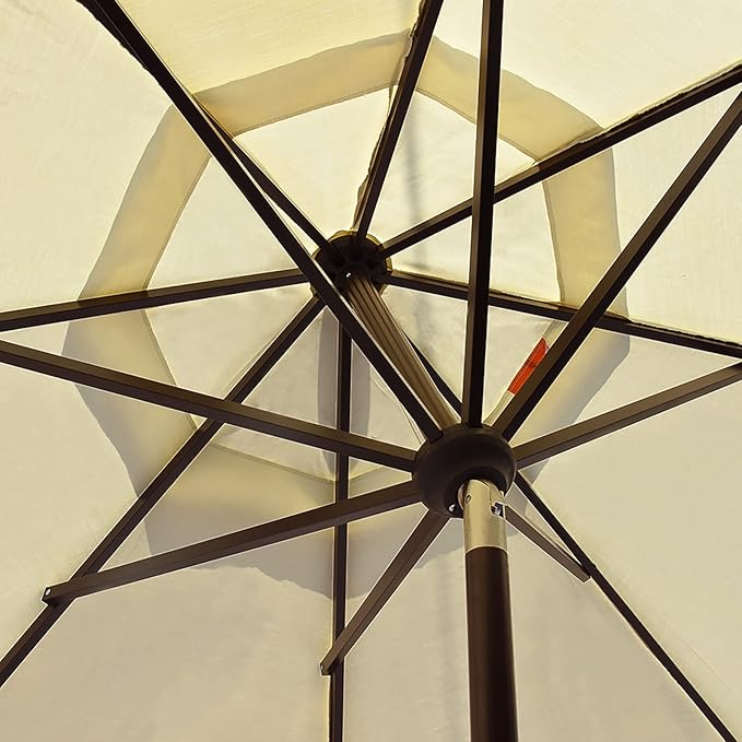 EliteShade USA 10-Year-Non-Fading 9Ft Market Umbrella Patio Umbrella Outdoor Table Umbrella with Ventilation, Natural