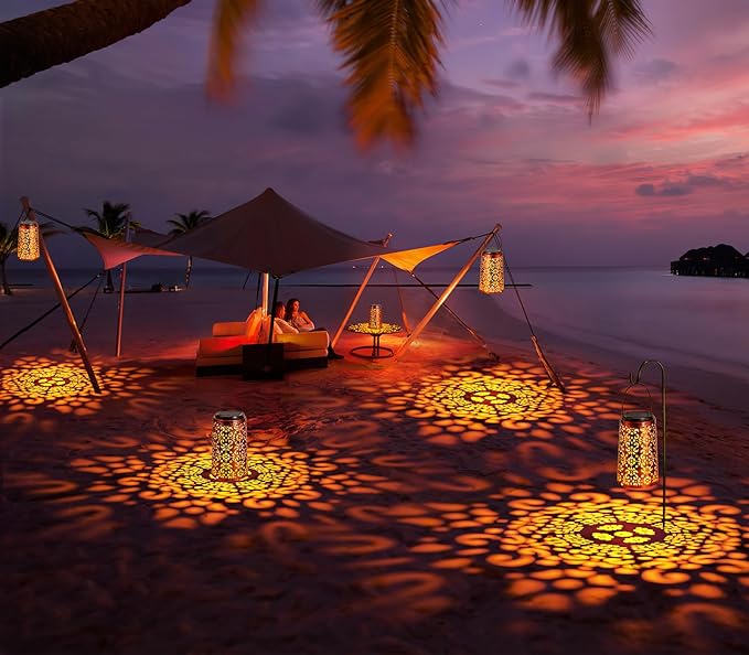 JSOT Solar Lanterns - Solar Lanterns Lights Outdoor Waterproof Gift for Women Mom Grandma, Metal Hanging Lights Decorative for Patio Garden Yard Backyard Porch Table Tree , Cool/Warm Light, 2 Pack