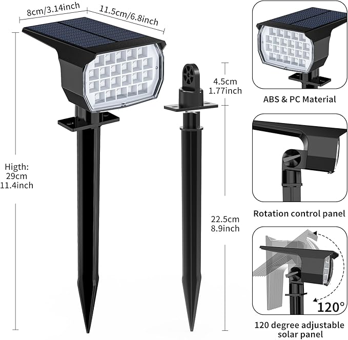 Solar Spot Lights Outdoor Color Changing, [7 Mode/2 Pack] Christmas Landscape Spotlights, Solar Lights Outdoor Waterproof, Solar Led Powered Flood Light for Outside Pathway Yard Garden Walkway