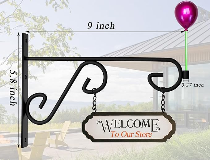 Hanging Basket Hooks 2Pcs Plant Hook,Hanging Plant Hanger Outdoor 9in Metal Plant Bracket for Hanging Flower Baskets,Planters,Lanterns,Wind Chimes