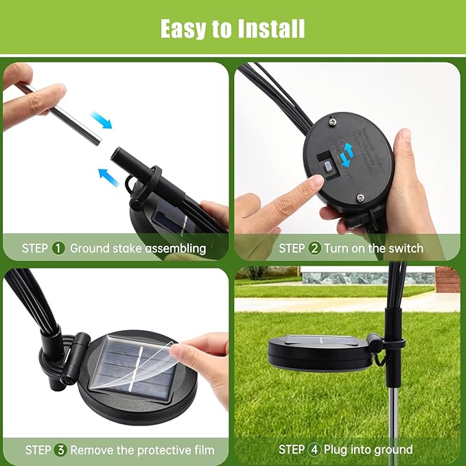 Upgraded Solar Garden Lights, 8 Pack - Waterproof Outdoor Lights for Yard, Patio Decor - Warm White Firefly Lights