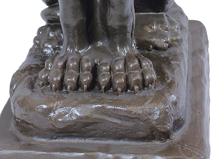 Emsco Group 92210 Guardian Lion Statue – Natural Appearance – Made of Plastic Resin – Lightweight – 28” Height Garden, BRONZE