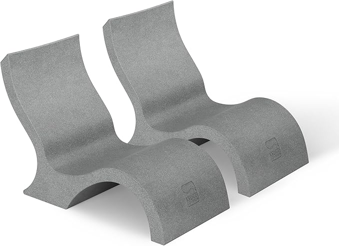 Ledge Lounger - Signature Lowback Chair - for in-Pool or On-Deck Use - Water Depths 0-9” - Compatible with All Types - Resin Water Chairs - for Pool, Sundeck, Patio - Set of 2 - Granite Gray