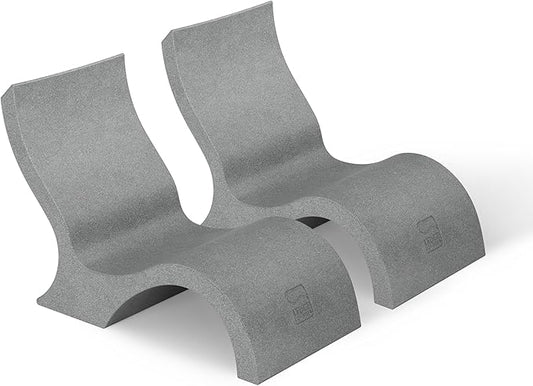 Ledge Lounger - Signature Lowback Chair - for in-Pool or On-Deck Use - Water Depths 0-9” - Compatible with All Types - Resin Water Chairs - for Pool, Sundeck, Patio - Set of 2 - Granite Gray