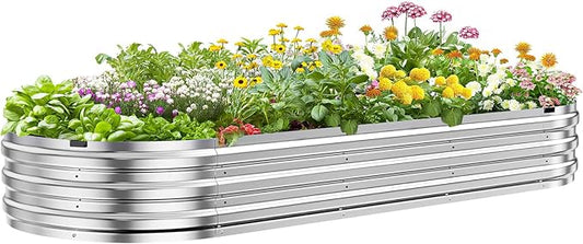 KING BIRD Raised Garden Bed Kit 2025 Upgraded Quick-Setup Galvanized Planter Garden Box Outdoor for Gardening, Vegetables, Flowers, 94x36x12 in, Silver