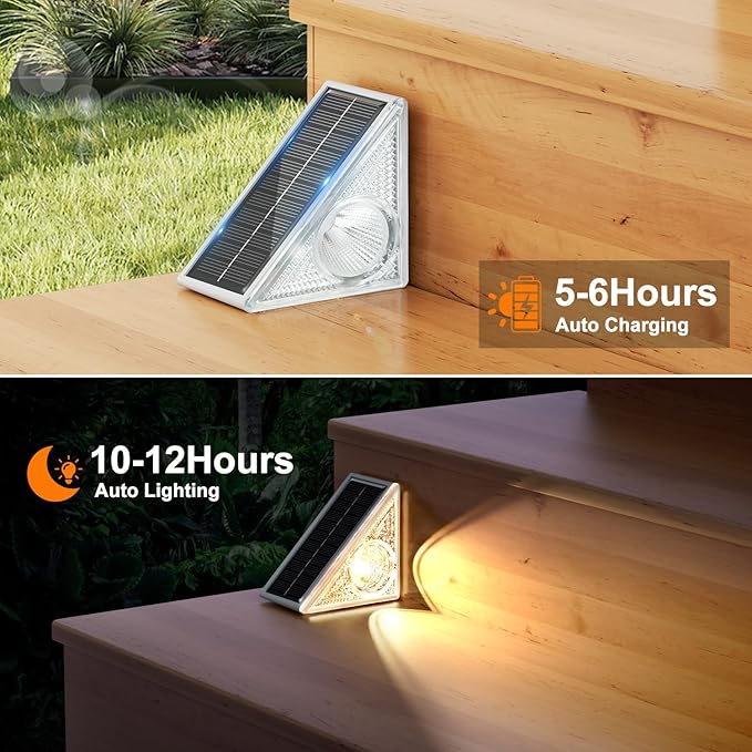 Ellasay Solar Step Lights for Outside 8 Pack,10 Color Modes Stair Lights Outdoor, Step Lights Solar Powered Waterproof IP67,Solar Lights for Patio,Deck,Yard,Front Step, Front Porch Decor