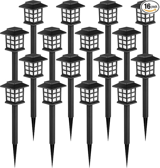 GIGALUMI Solar Outdoor Lights，16 Pack LED Solar Lights Outdoor Waterproof, Solar Walkway Lights Maintain 10 Hours of Lighting for Your Garden, Landscape, Path, Yard, Patio, Driveway