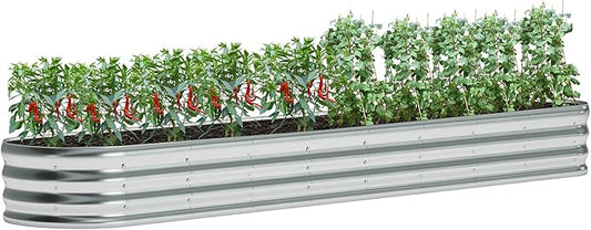 zizin Galvanized Raised Garden Bed Metal Oval Raised Garden Beds Outdoor Planter Box for Vegetables (12x2x1FT, Silver)