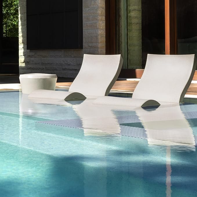 Ledge Lounger Signature in-Pool Low Back Chair for 0-9 inch Water Depths (Set of 2) (Sandstone)