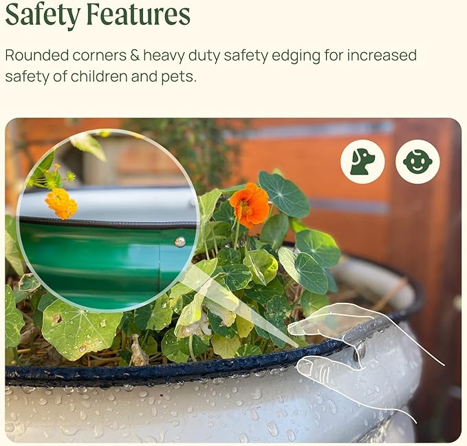 Vego garden 17" Tall 42" Round Raised Garden Bed Metal Raised Bed Planter Box for Vegetables Flowers Patio, British Green