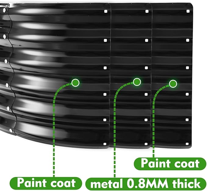 17" Tall Round Outdoor Garden Raised Garden Bed Kits- 0.8MM Thick Metal Raised Planter Bed/Ground Planter Box for Variety of Flowers,Herbs,Vegetables (Black, 32 inches Diameter)