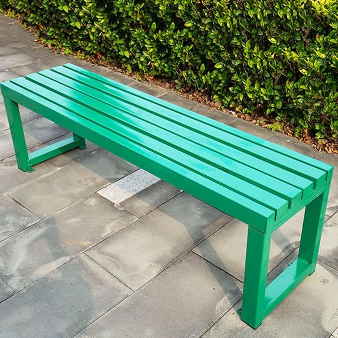 Weatherproof Metal Dining Bench, Outdoor Bench Backless Patio Bench 2-Person Farmhouse Bench Garden Bench for Kitchen, Living Room, Entryway(Green,59in)