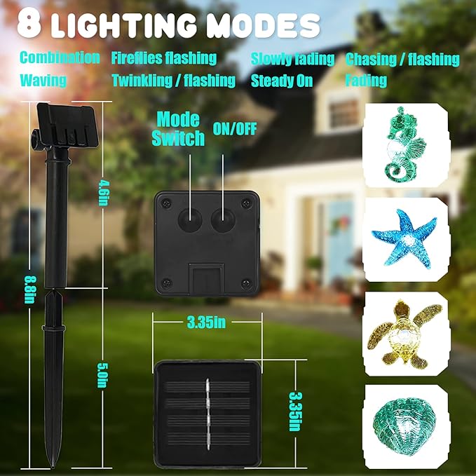 JASHIKA Solar Power Outdoor Coastal String Lights Garden Fence