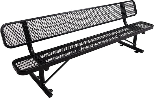 4/6/8 Feet Park Bench for Outside Heavy Duty Metal, Garden Benches Outdoor Bench with Backrest & Portable Frame, for Shopping Malls Stores Parks Patios Decks, Black