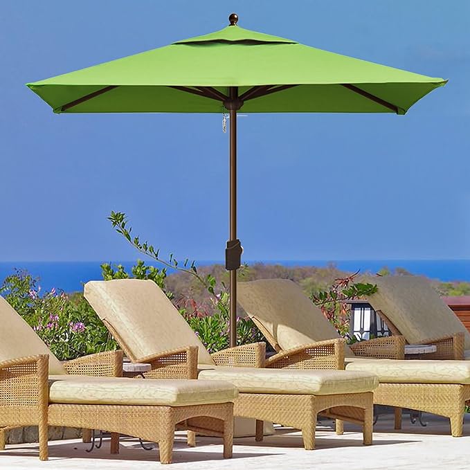 EliteShade USA 10-Year-Non-Fading 6x6Ft Square Market Umbrella Patio Outdoor Table Umbrella with Ventilation, Macaw Green