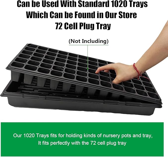 20 Pcs Plant Growing Nursery, Standard 1020 Trays Plastic Sturdy Farmer Self Seedling Tray for Microgreens Indoor Nursery Pots Transplantation (20-Pack, 21.6"×11.2", 2.52" Deep, no Holes)